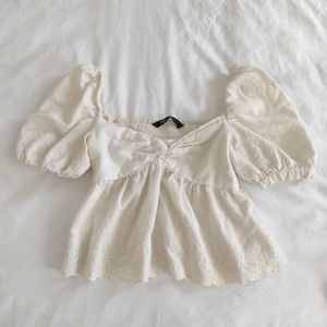 Zara White Ruffle Top